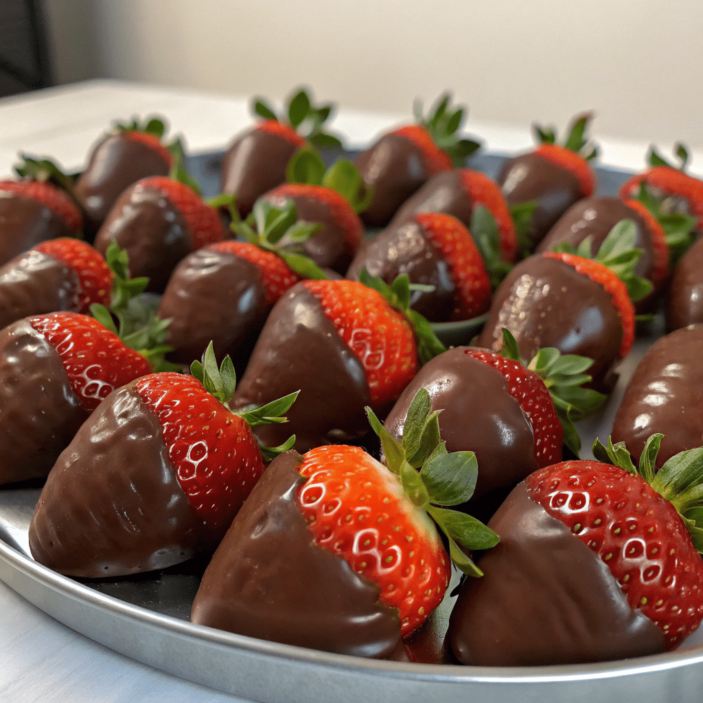 A Plate Of Glossy Chocolate-Covered Strawberries With Toppings Like Nuts And Sprinkles, Beautifully Arranged On Marble.